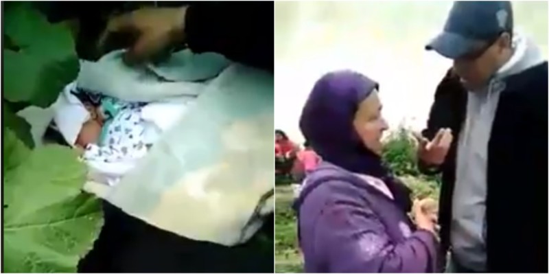 بالفيديو..مواطنون يحاصرون امرأة حاولت التخلص من رضيع