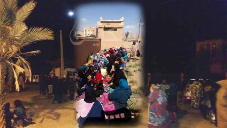 بعد وفاة محتجة..المئات يبيتون في العراء أمام عمالة تنغير (صور)