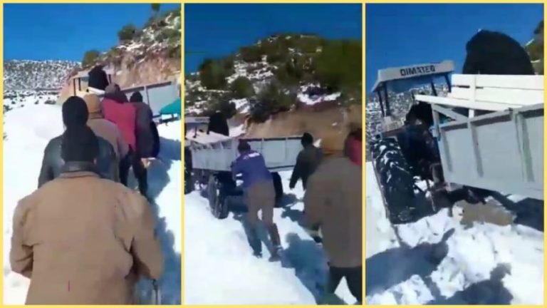 بالفيديو.. استغاثة ساكنة محاصرة بالثلوج لانقاد شخص محروق