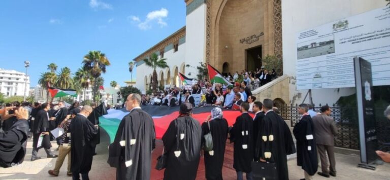 محامو المغرب يتظاهرون تضامنا مع فلسطين
