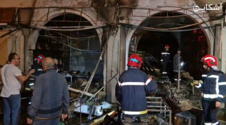 وجدة .. حريق مهول بسوق طنجة